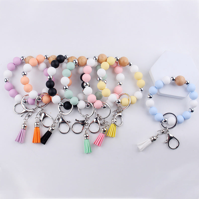 Wholesale Solid Color Silicone Beaded Wrist Keychain ACC-KC-GuangTian056
