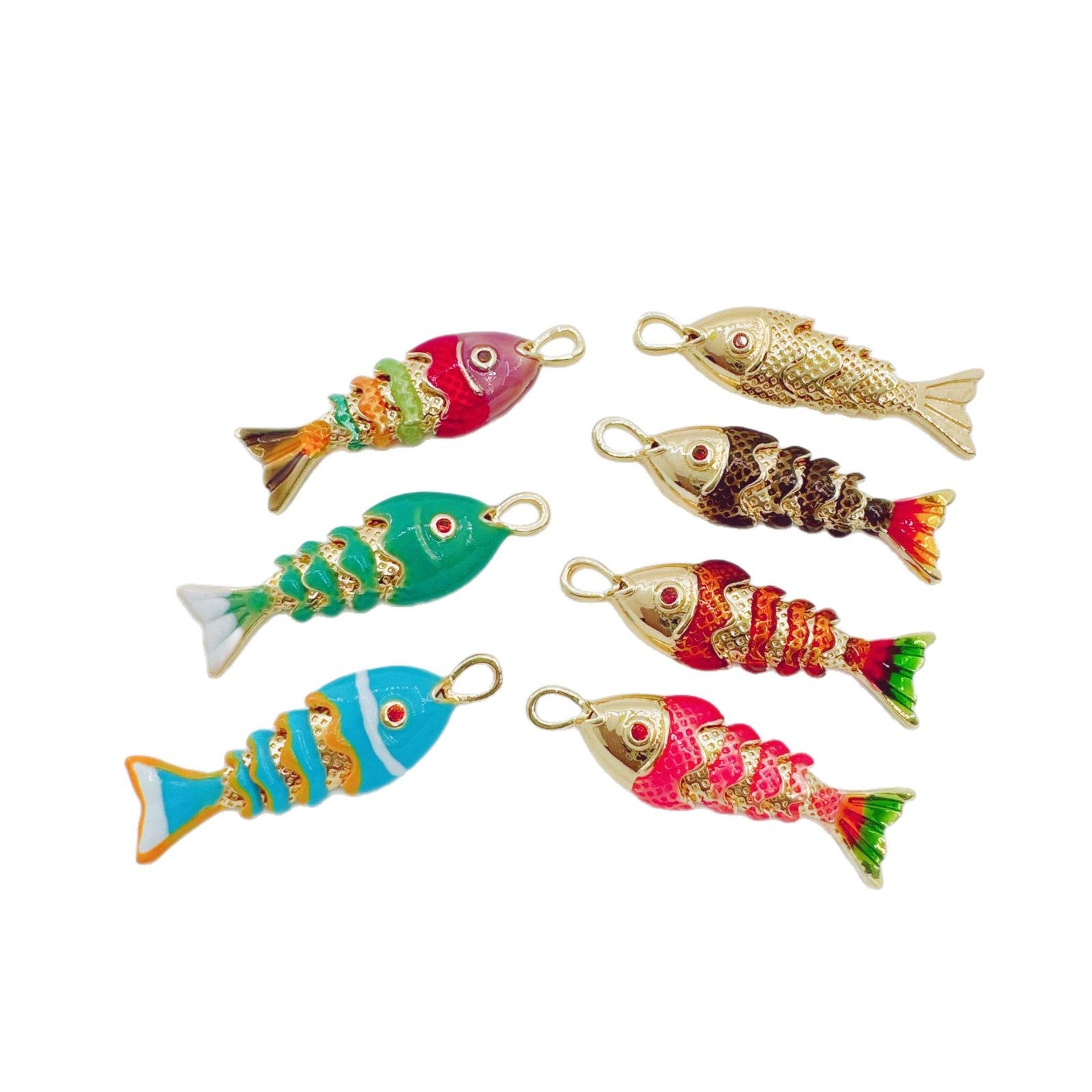 Wholesale Marine-Themed Gold-Plated Copper Enamel Pendants Fashion Accessory for DIY Jewelry