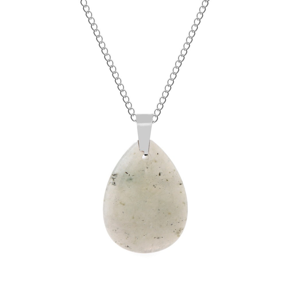 Wholesale Natural Crystal Pendant Necklace Stainless Steel O-Chain with Lobster Clasp Boutique Jewelry Accessory