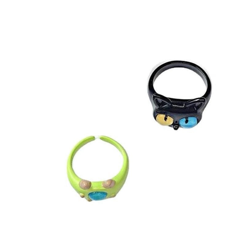 Wholesale Black Cat Monster Ring Funny Novelty Jewelry Accessory Adjustable Size Gift For Women Boutique Resale