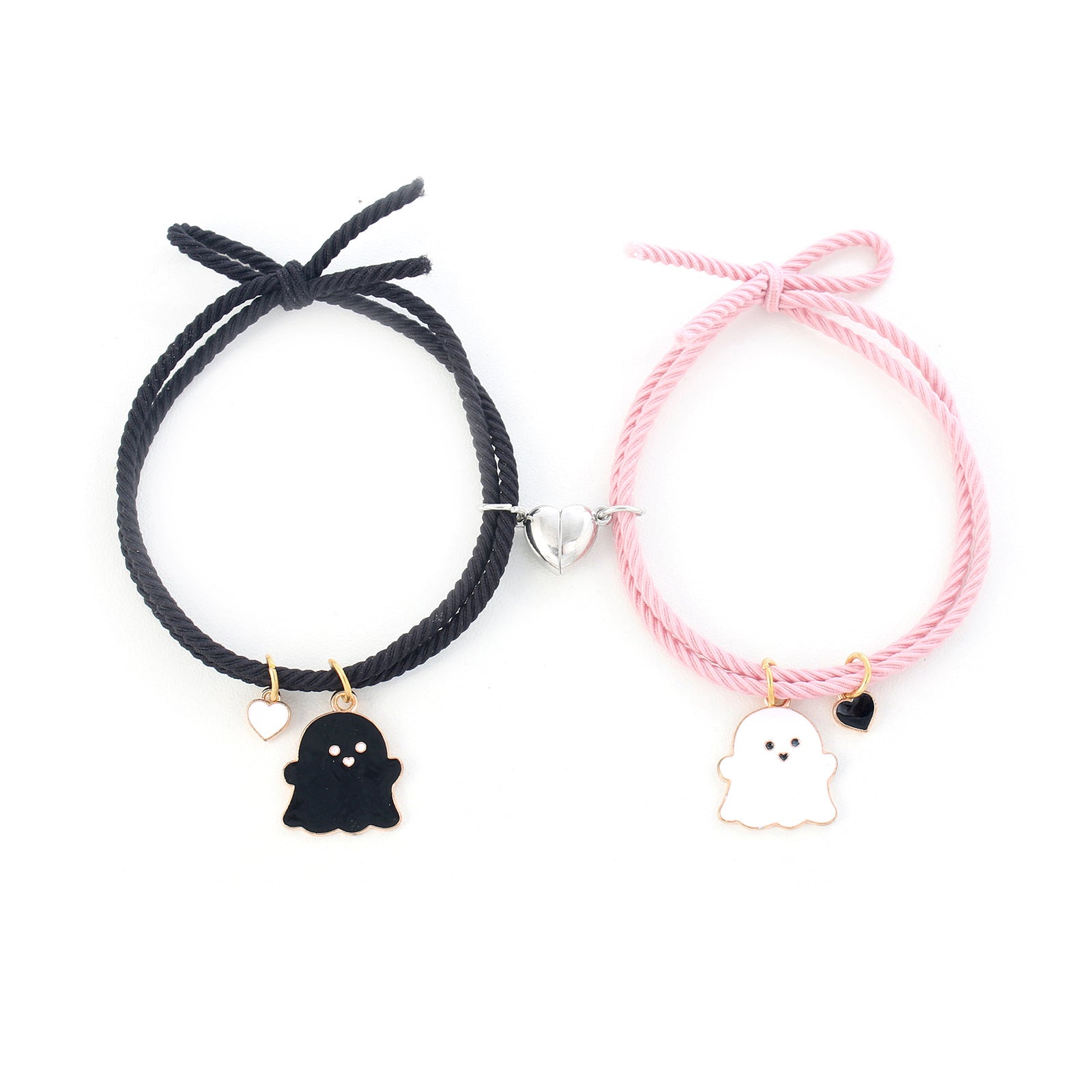 Wholesale Halloween leather rope love magnet  ghost couple bracelet