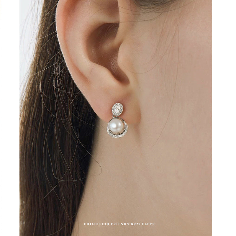 Wholesale Freshwater Pearl Earrings 925 Sterling Silver Niche Design Short Earrings