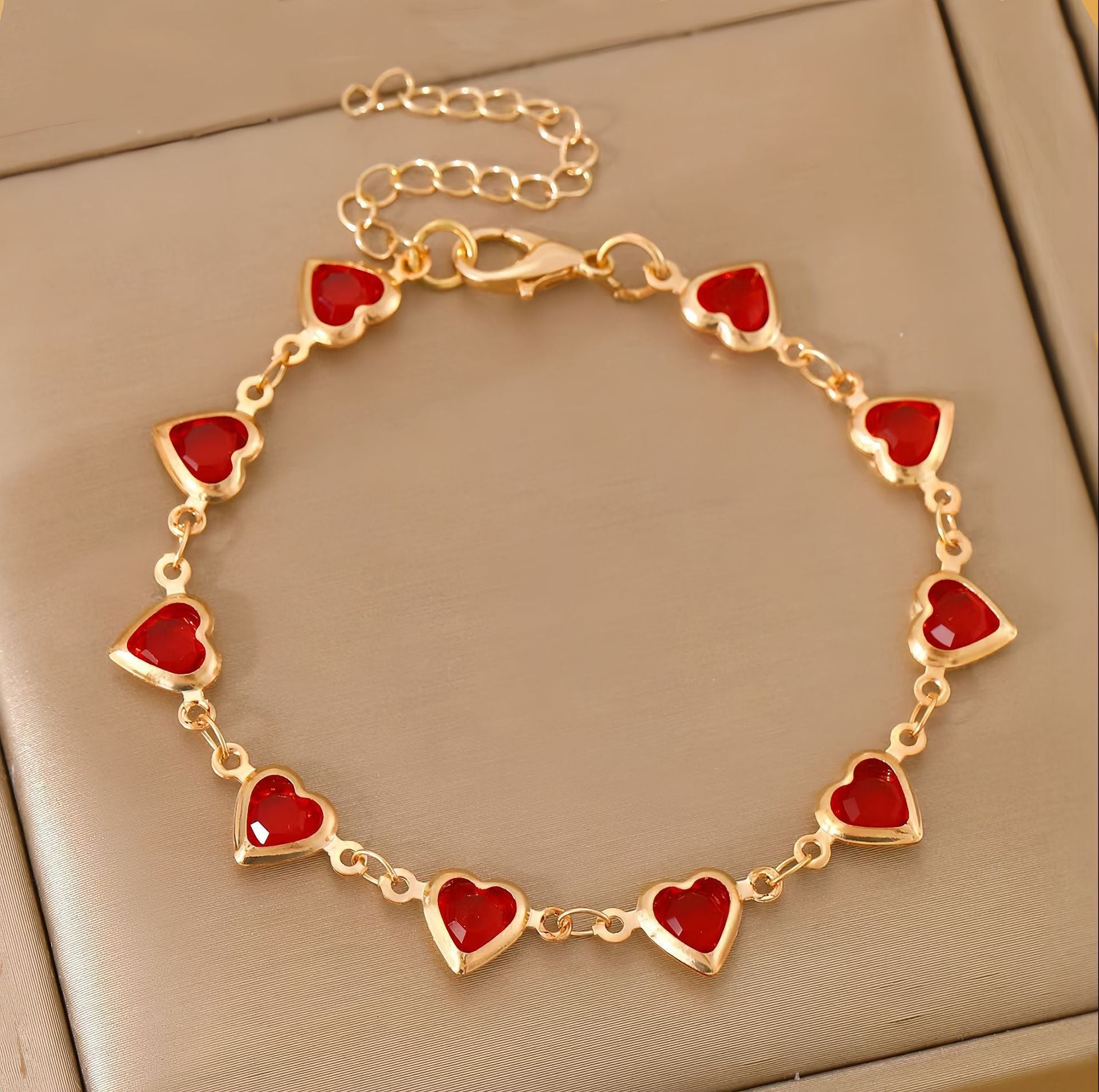 Wholesale Colorful Heart Shape Zircon Bracelet Trendy Fashion Jewelry Accessory for Women Gift