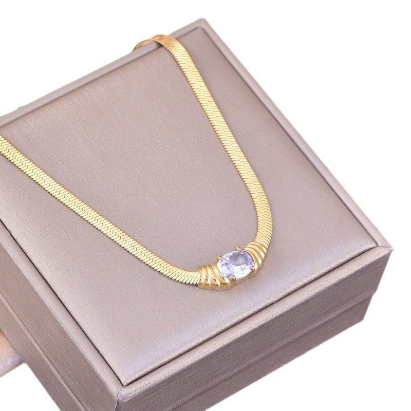 Wholesale Oval Smiley Face Pendant Titanium Steel Necklace