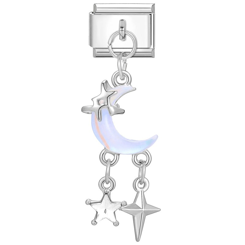 Wholesale Charms module handmade colored diamond pendant personalized butterfly moon DIY module bracelet