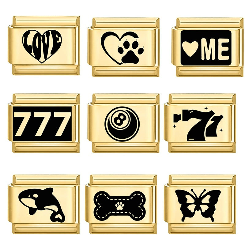 Wholesale Italian modular handmade black modular stainless steel bracelet DIY