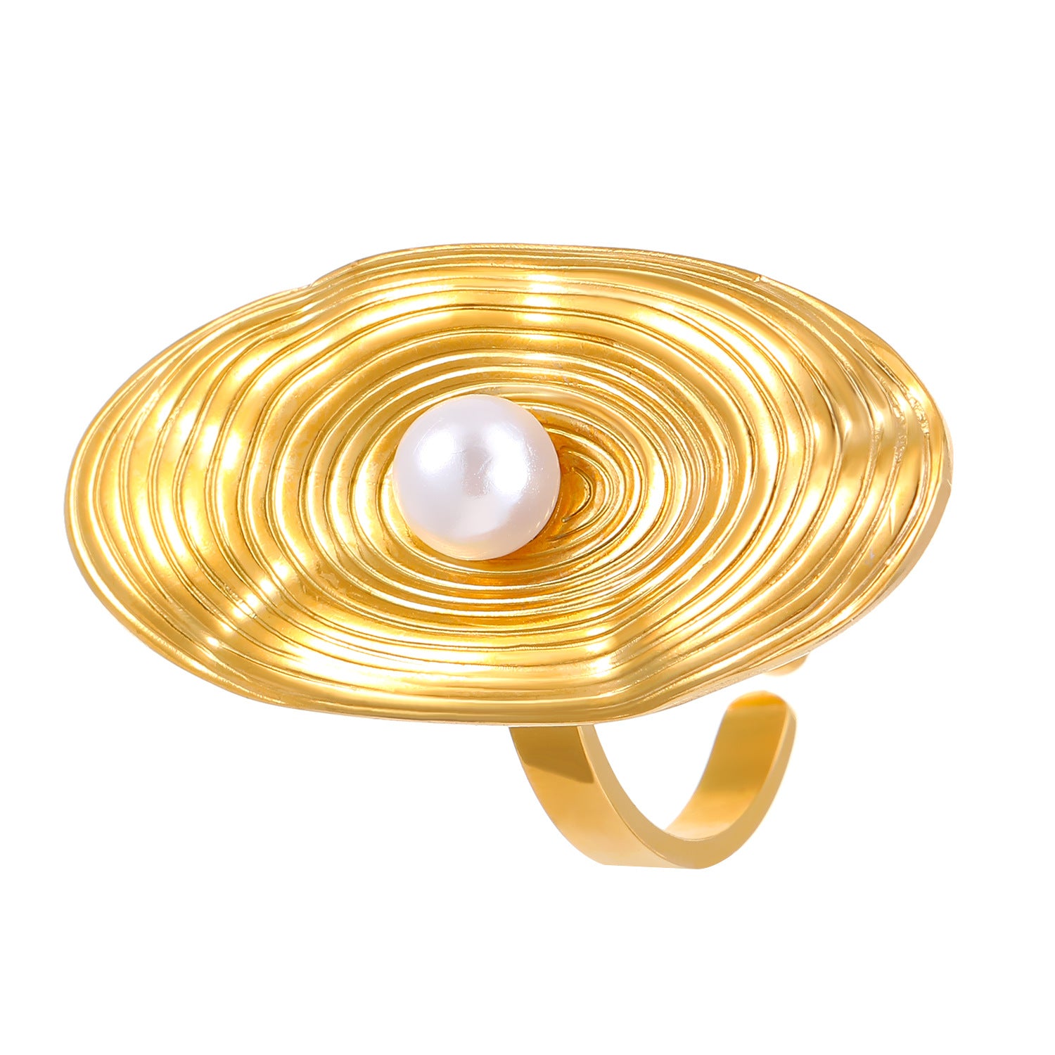 Wholesale 18k Gold Stainless Steel Open Ring with Dragonfly Floral Design Fashion Accessory