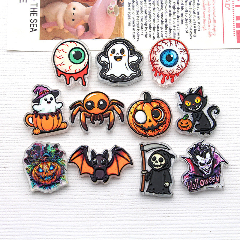 Wholesale  Acrylic Bead Charms Cartoon Pumpkin Ghost  Designs For DIY Jewelry Making And Phone Strap Fashion Gift Accessory