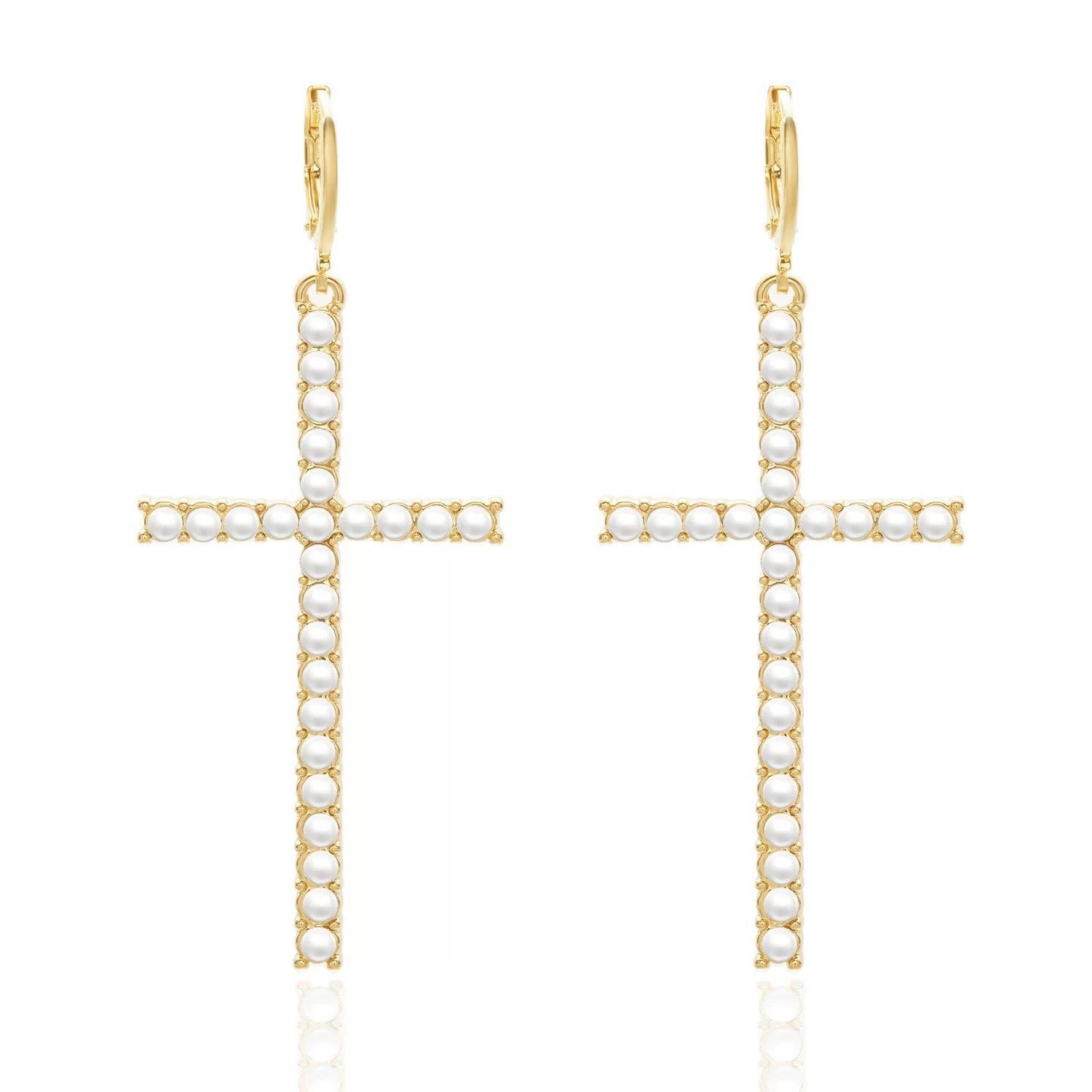 Wholesale Sweet Cool Design Rhinestone Cross Earrings Alloy Electroplated Jewelry Accessory for Everyday Wear