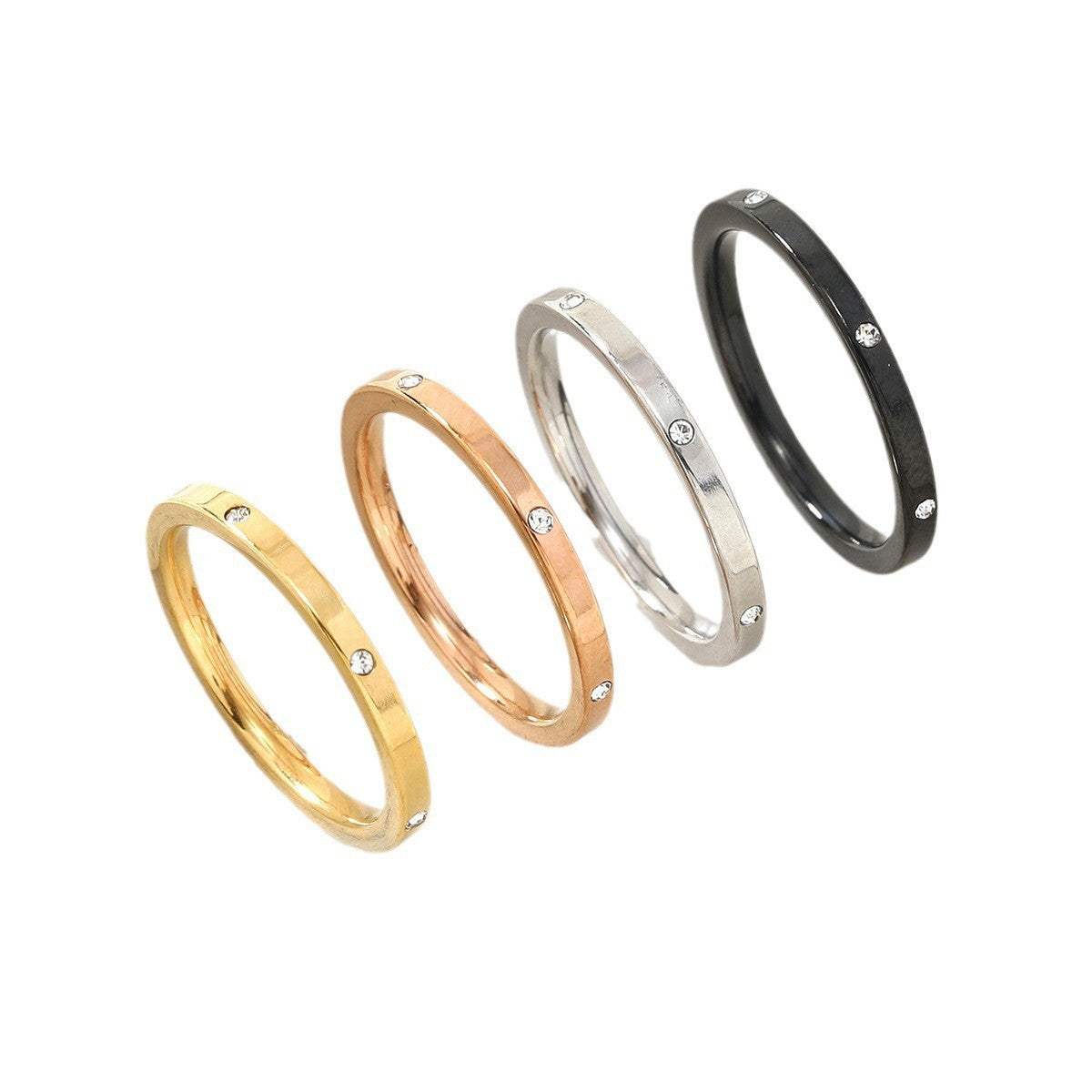 Wholesale Stainless Steel Micro Diamond Four Piece Rings Set ACC-RS-WangG008