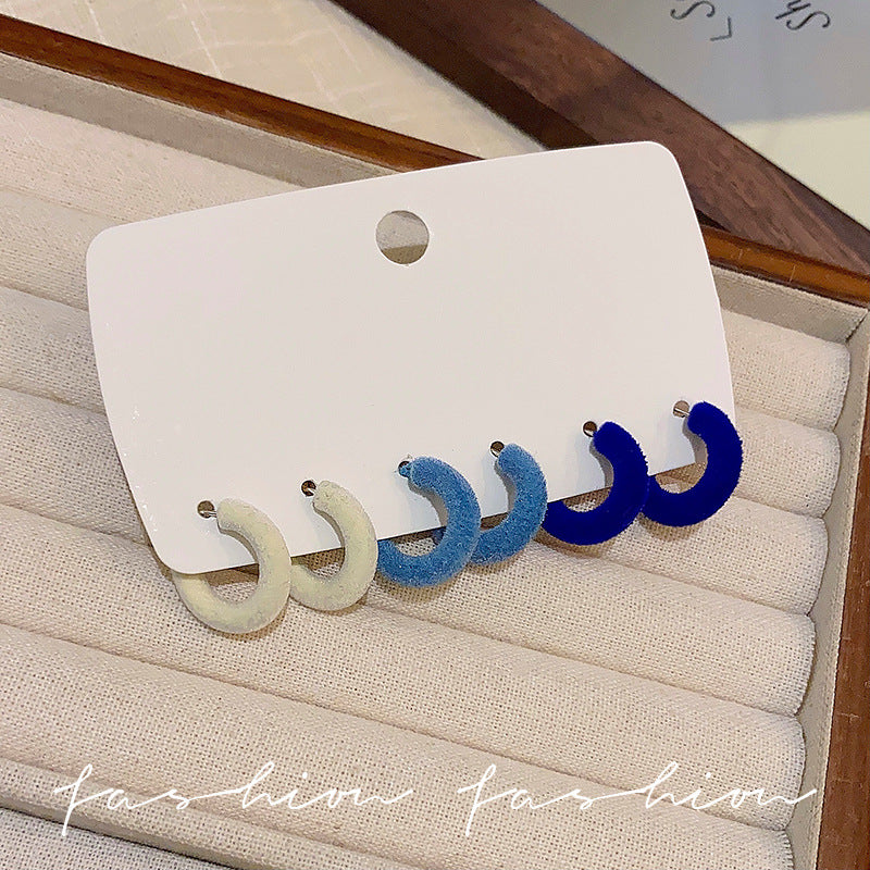 Wholesale 925 silver needle flocking plush earrings literary exaggerated earrings