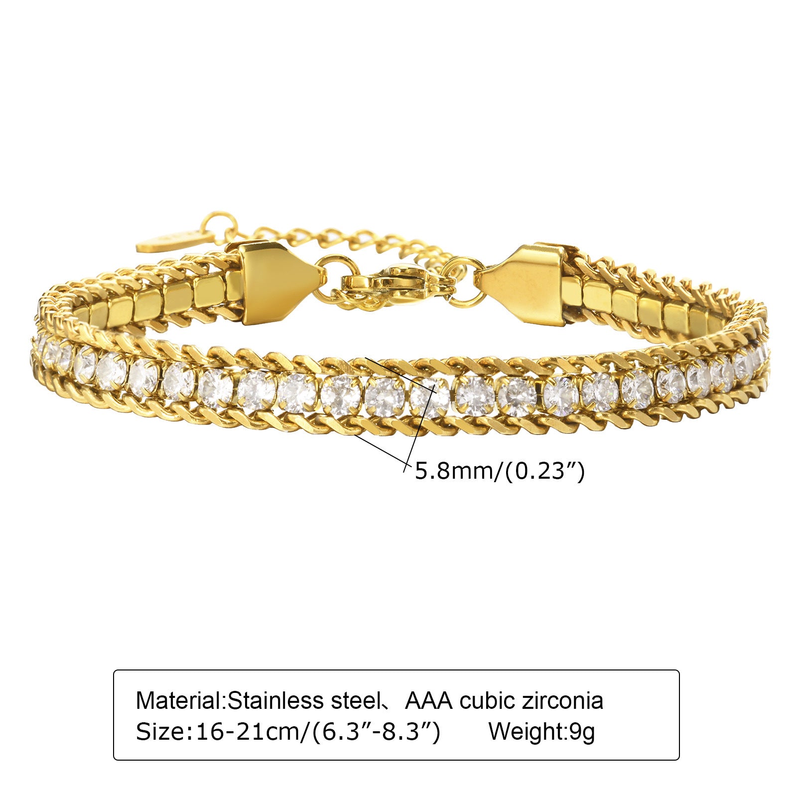 Wholesale Trendy Women S 3 Layer Stacking Bracelet Stainless Steel With White Zircon 18K Gold Tone Jewelry Accessory For Gift And Daily Wear
