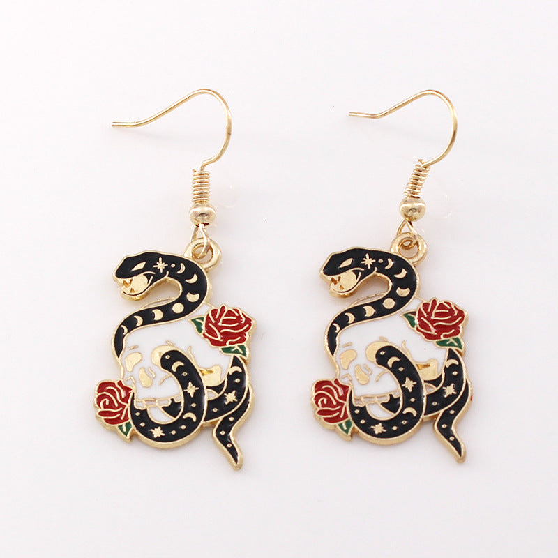 Wholesale Halloween Crow Bat Snake Alloy Oil Drop Earrings ACC-ES-Liyao006