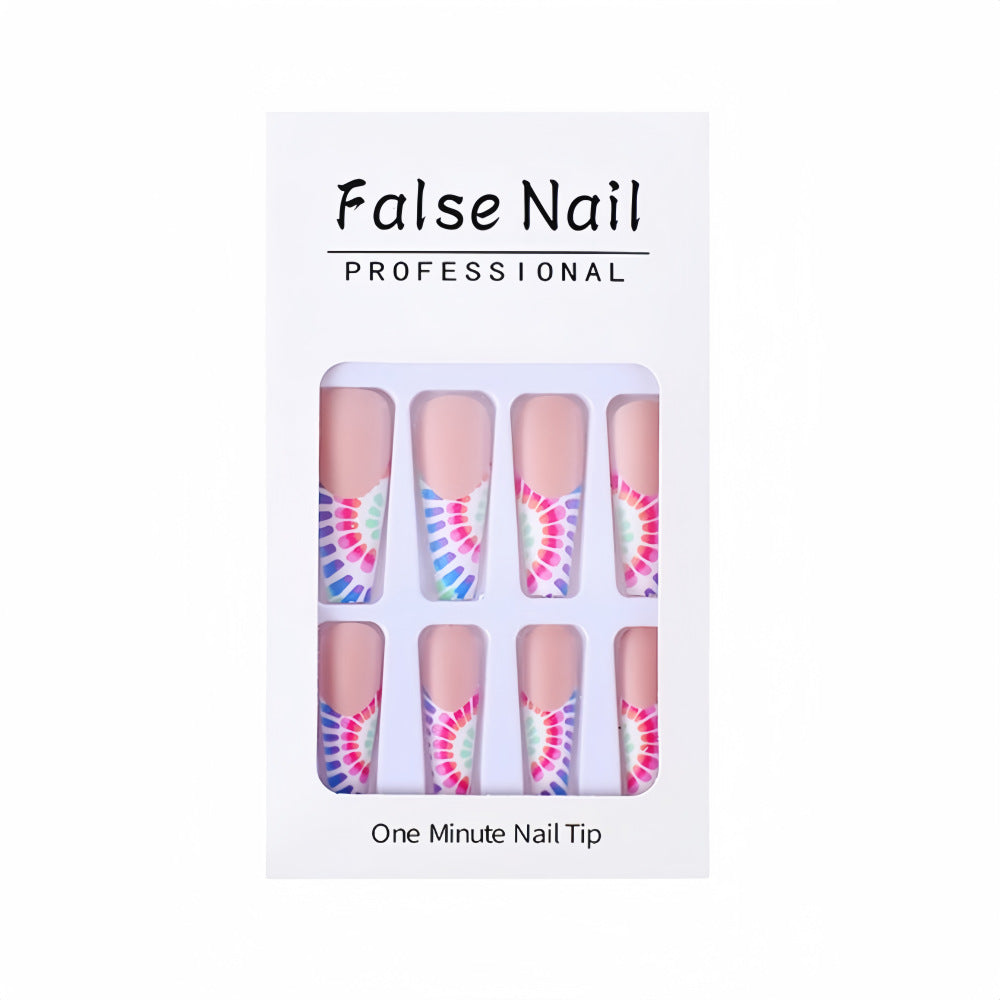 Wholesale 24 Pieces/ box Rainbow Circle Removable Ballet Manicure Press on Nail