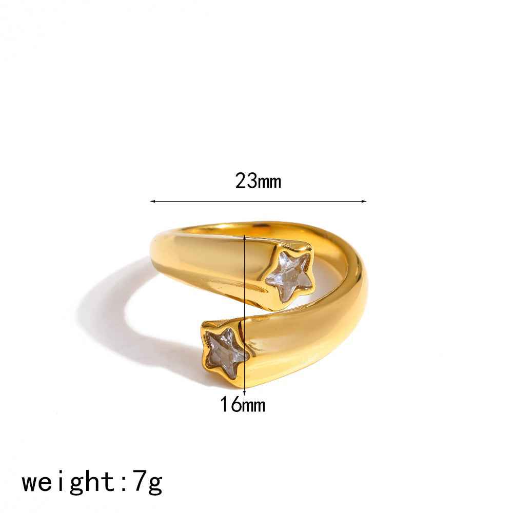 Wholesale Trendy Stackable Zircon Star Ring In Stainless Steel Fashion Jewelry Accessory Gift For Everyday Wear