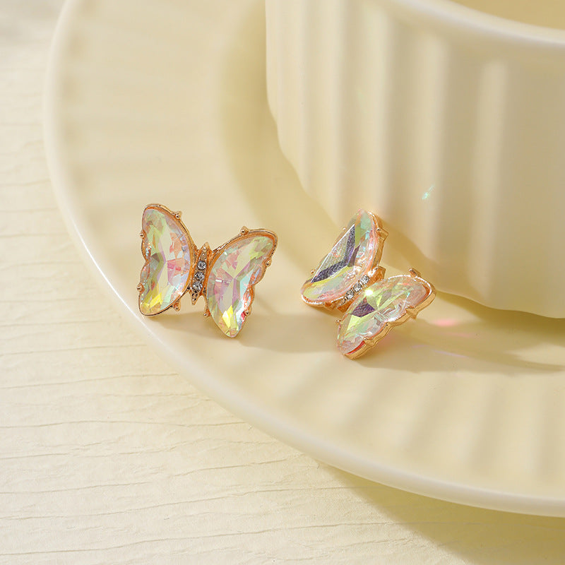 Wholesale Colorful Inlaid 3-piece Earrings Necklace Ring Butterfly Diamond Necklace ACC-RS-YunJin003