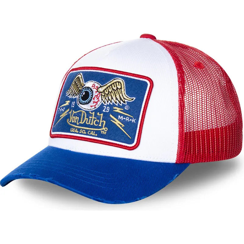 Wholesale Cheetah Print Embroidered Mesh Trucker Cap Red Sun Protection Baseball Hat Trendy Gift Resale