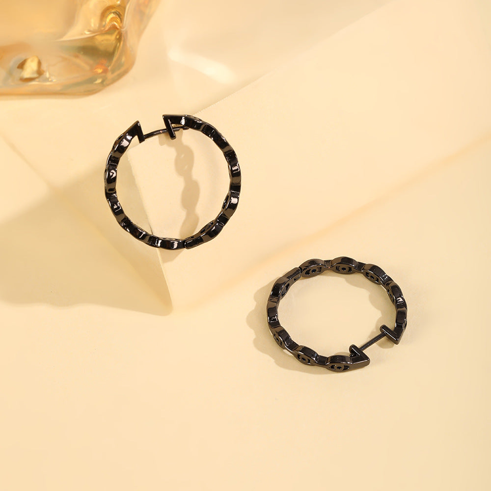 Wholesale Black vintage versatile hoop stud earrings