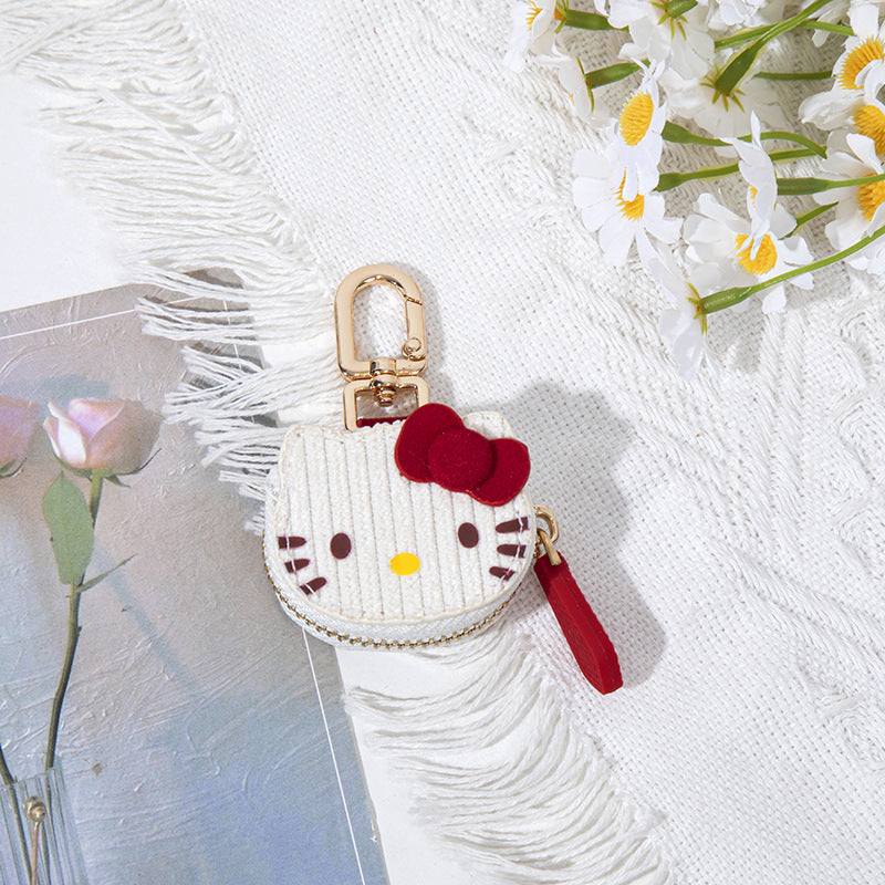 Wholesale Corduroy cartoon kitten bag keychain
