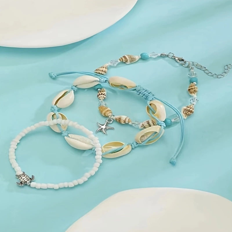 Wholesale  Beaded Natural Shell Turtle Anklet