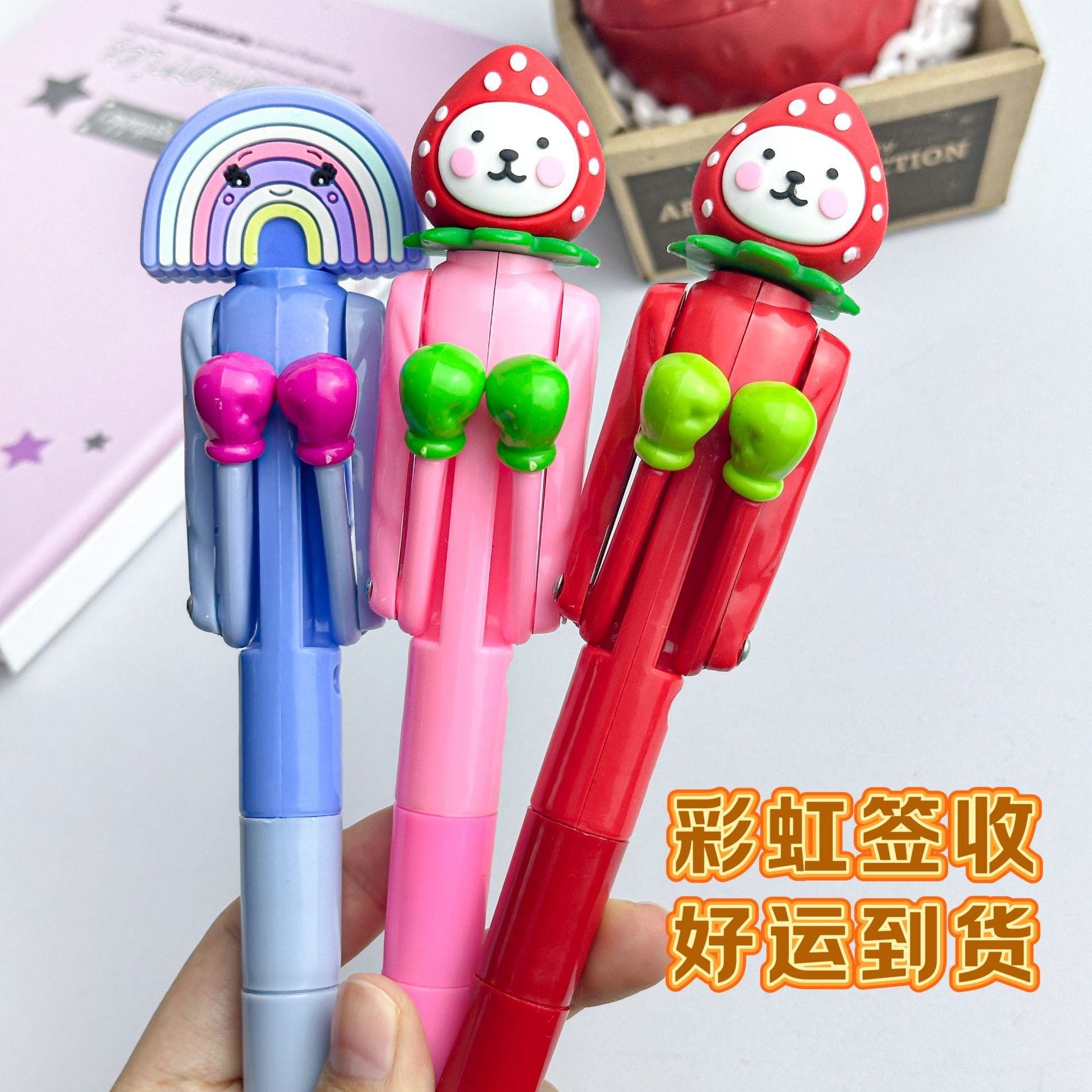 Wholesale Strawberry ballpoint pen  explosive man boxing pen creative pen