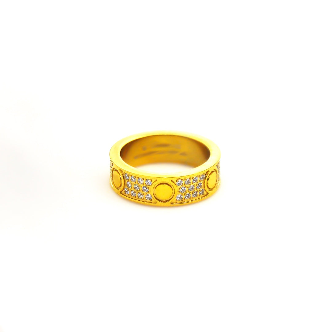 Wholesale Fashion Titanium Steel Starry Rose Gold Diamond-Encrusted Couple Ring Jewelry Accessory