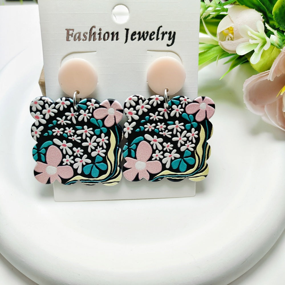 Wholesale Acrylic Creative Flowers Acrylic Earrings ACC-ES-Qiyu014