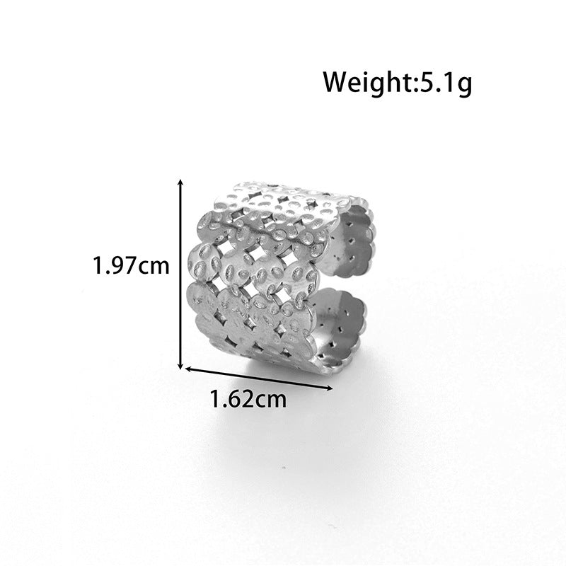 Wholesale Titanium steel stainless steel geometric flowers  opening adjustable ring