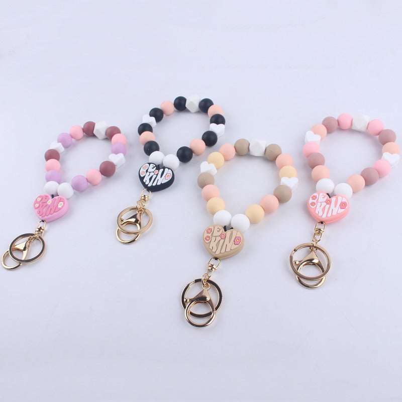 Wholesale Heart-shaped Silicone Bead Wrist Keychain ACC-KC-GuangTian004