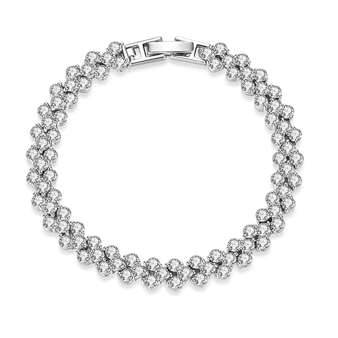 Wholesale Heart-Shaped Roman Style Zircon Crystal Bracelet,  European American Fashion Jewelry Accessory for Women Boutique Resale