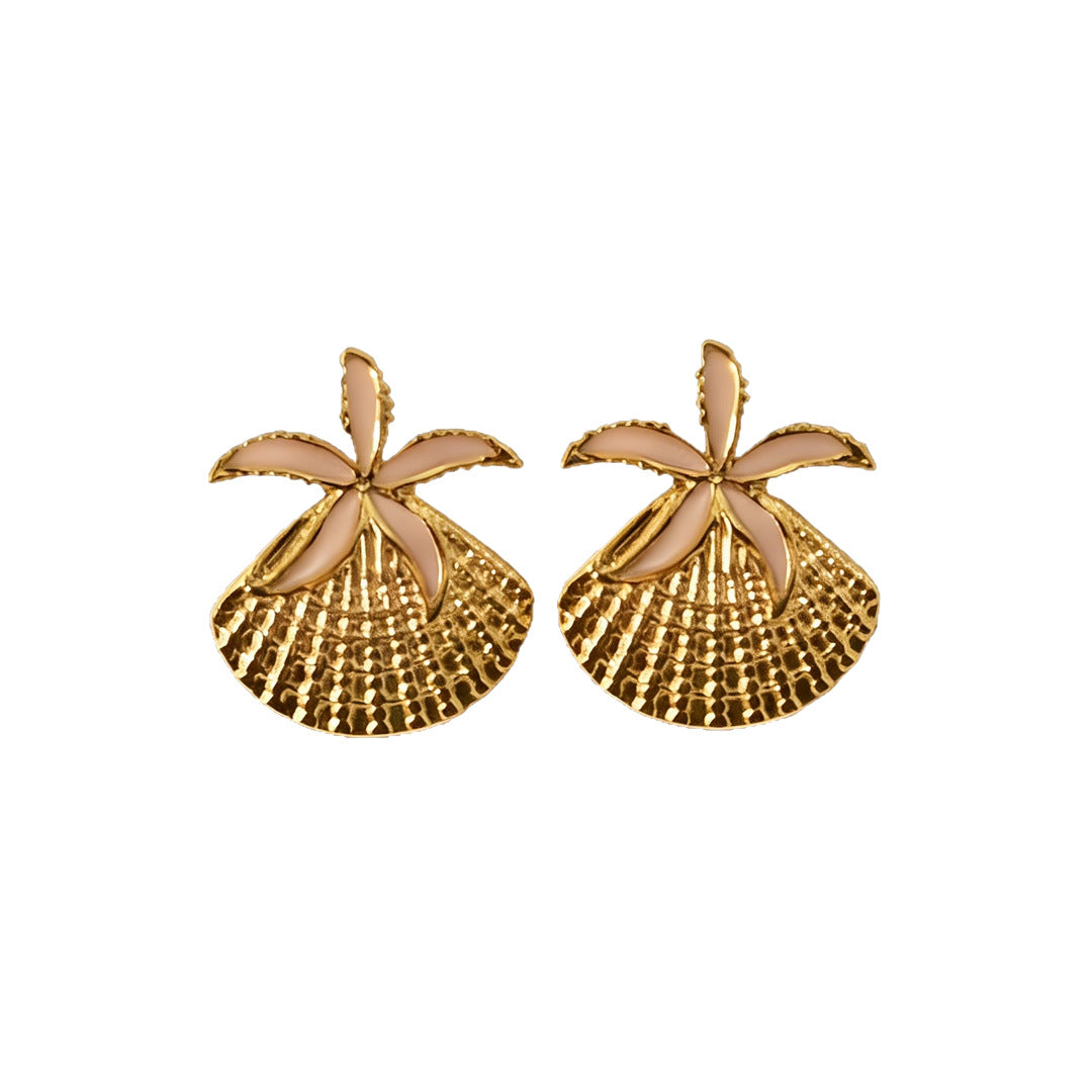 Wholesale Exquisite Stainless Steel Starfish and Seashell Stud Earrings