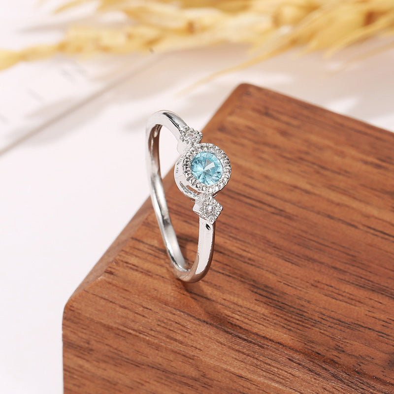 Wholesale blue zircon diamond ring
