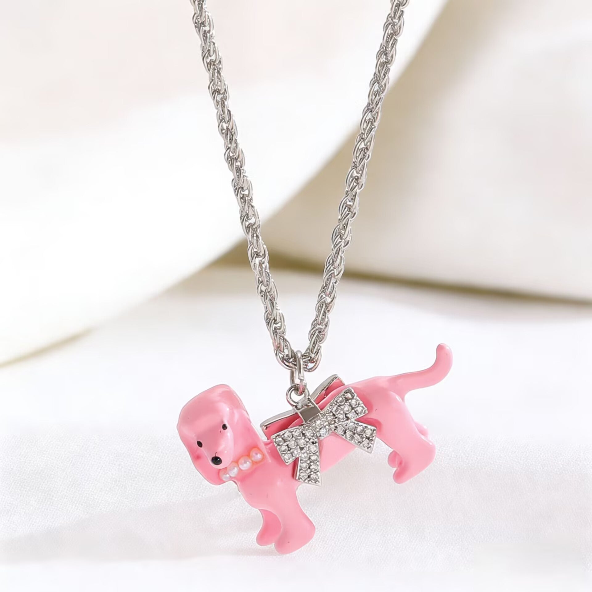 Wholesale Cute puppy bow necklace