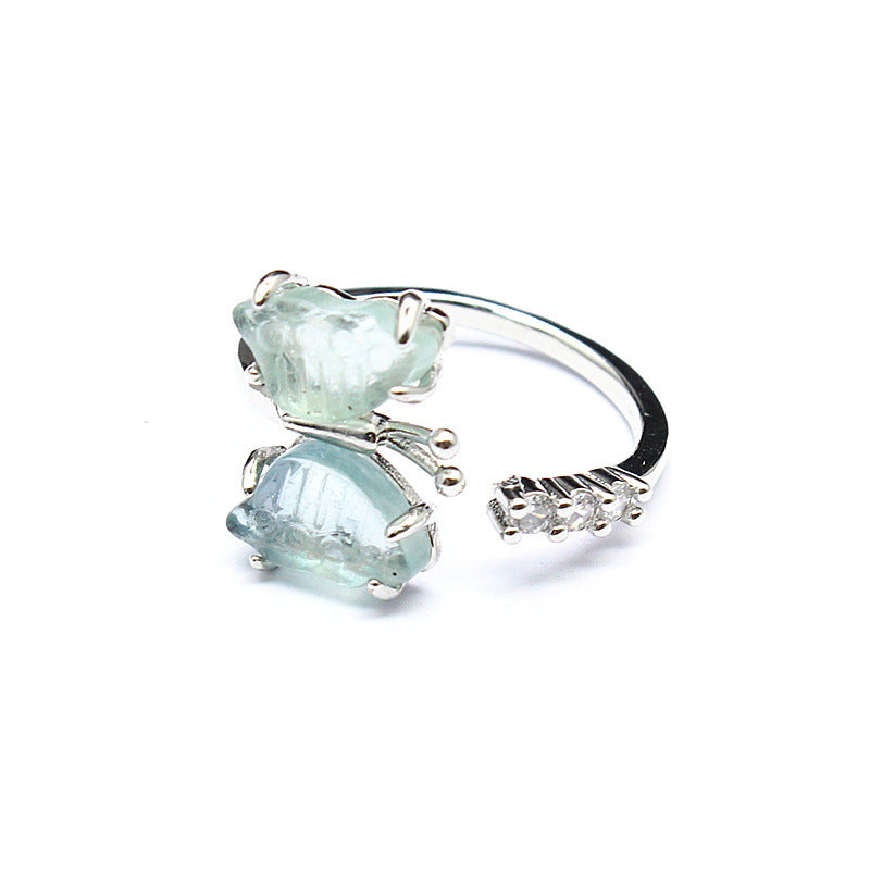 Wholesale Fluorite Butterfly Carved Ring