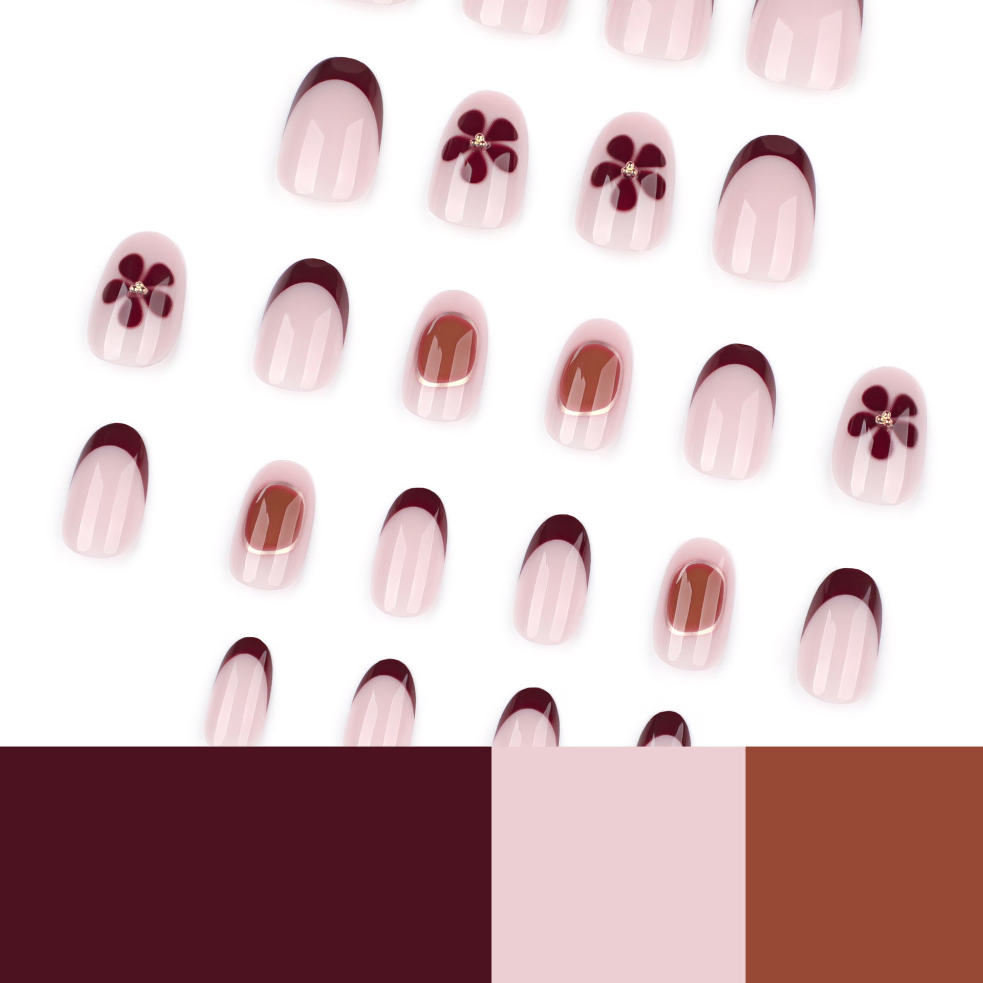 Wholesale 24 Pieces/box Gradient Flower Nails Kits Nail Stickers