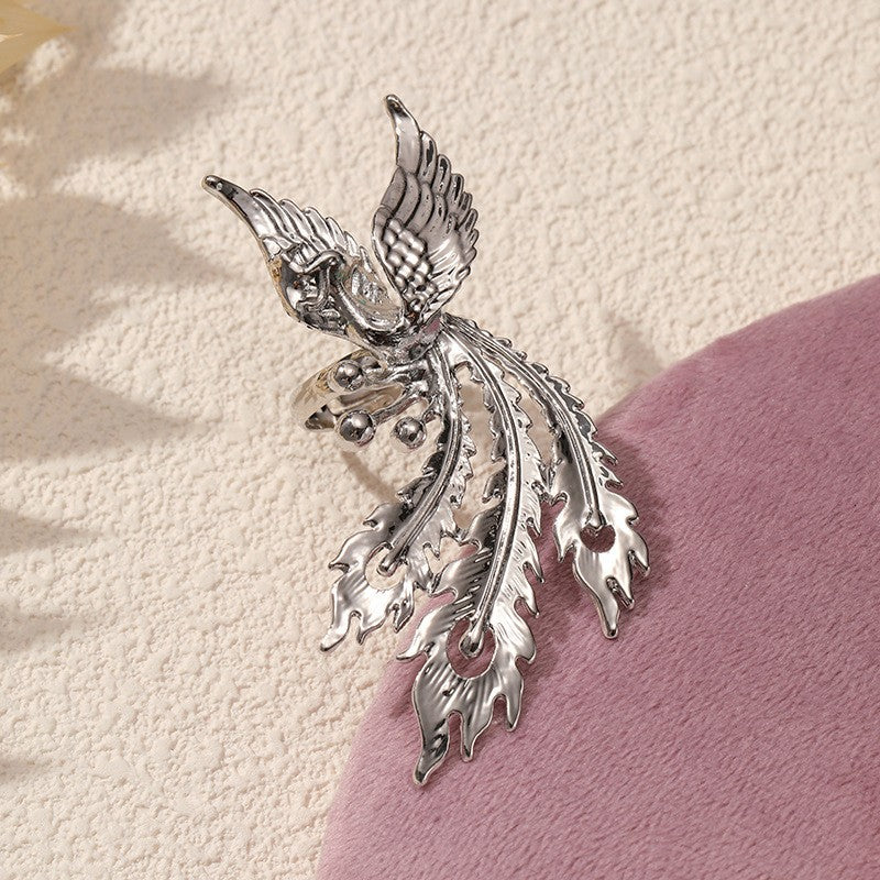 Wholesale Ancient method live mouth phoenix wings ring