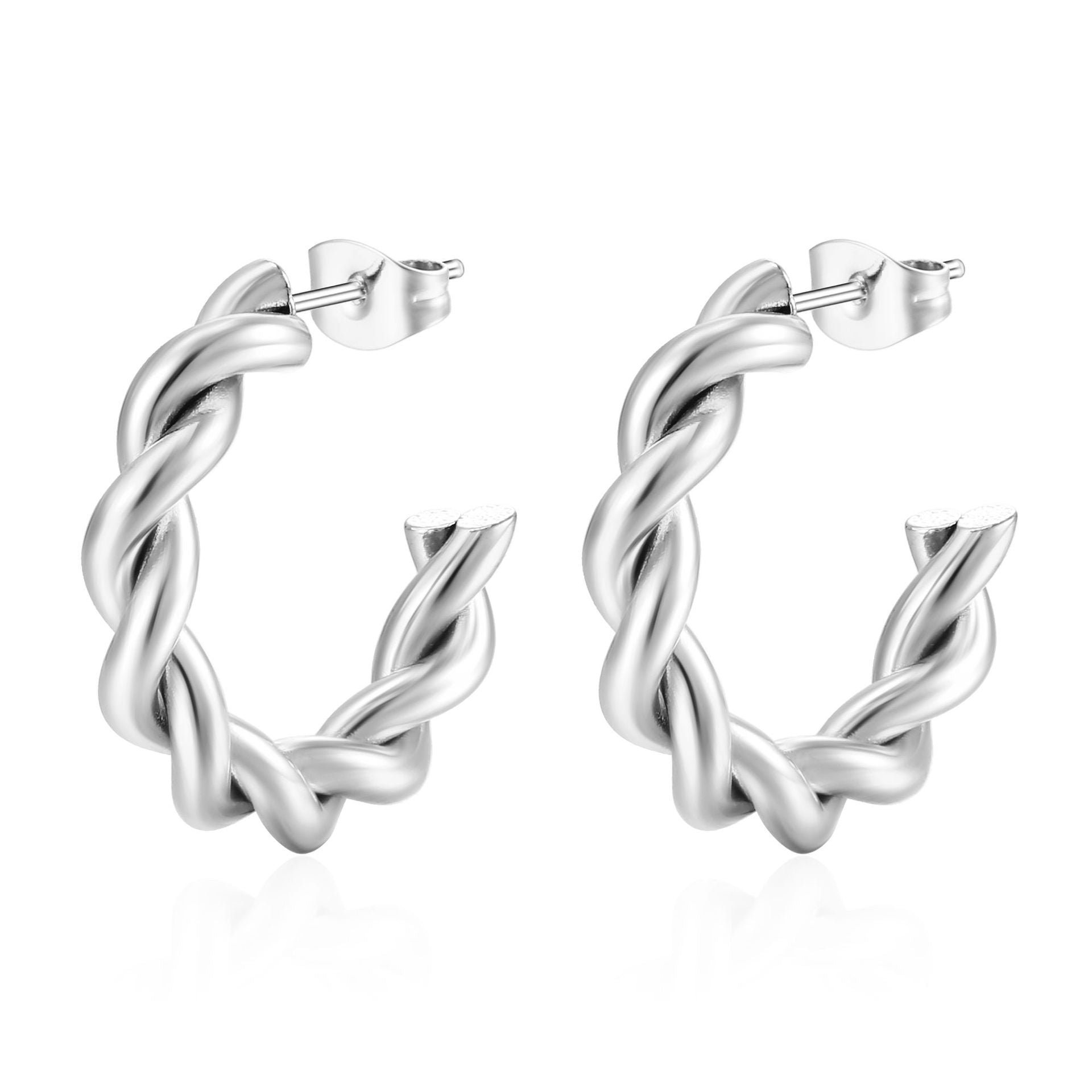 Wholesale Twisted Stainless Steel Light Luxury C-shaped Earrings ACC-ES-MuShan033
