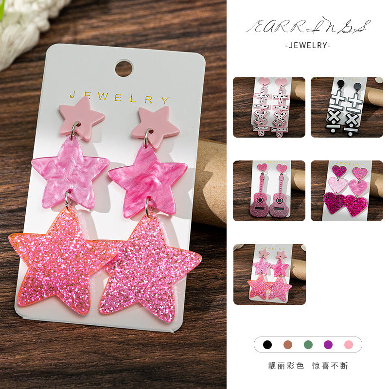 Wholesale Teacher's Day Addition, Subtraction, Multiplication and Division Number Symbols Wood Earrings