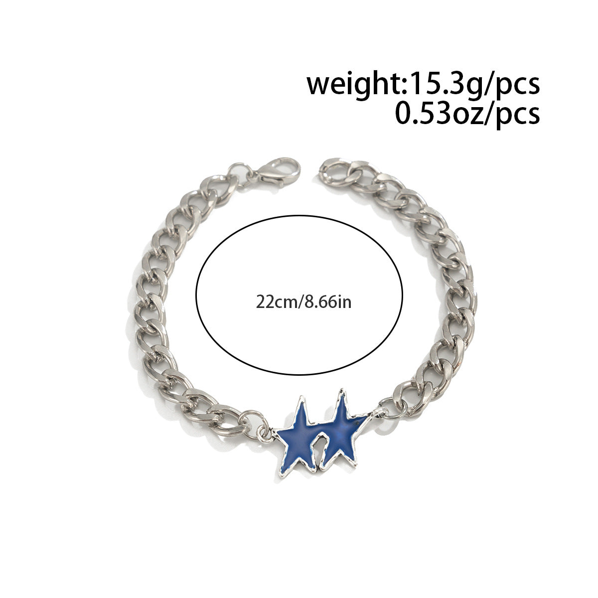 Wholesale Alloy Electroplated Cuban Chain Bracelet with Colorful Star Charm - Fashion Accessory for Men