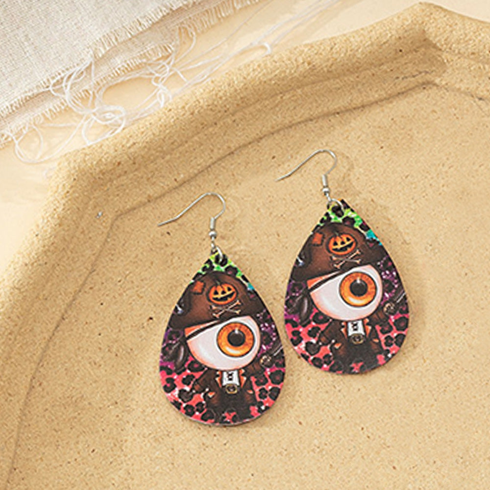 Wholesale  Halloween double-sided PU leather drop earrings
