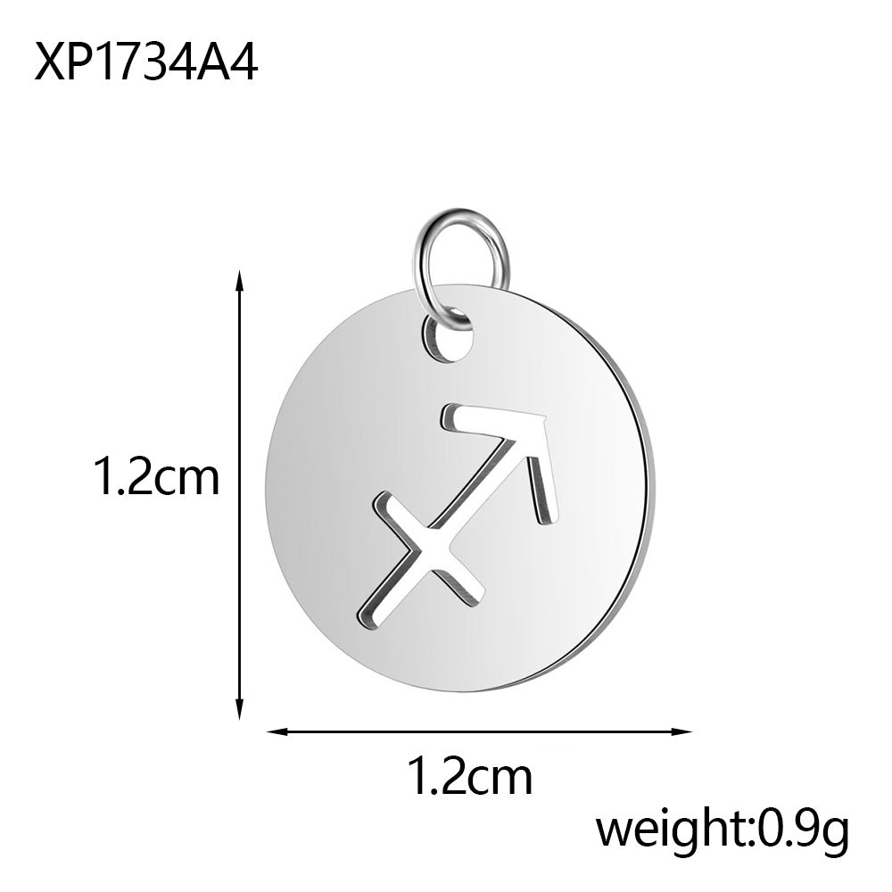 Wholesale Stainless steel 12 constellation hollow round card pendant