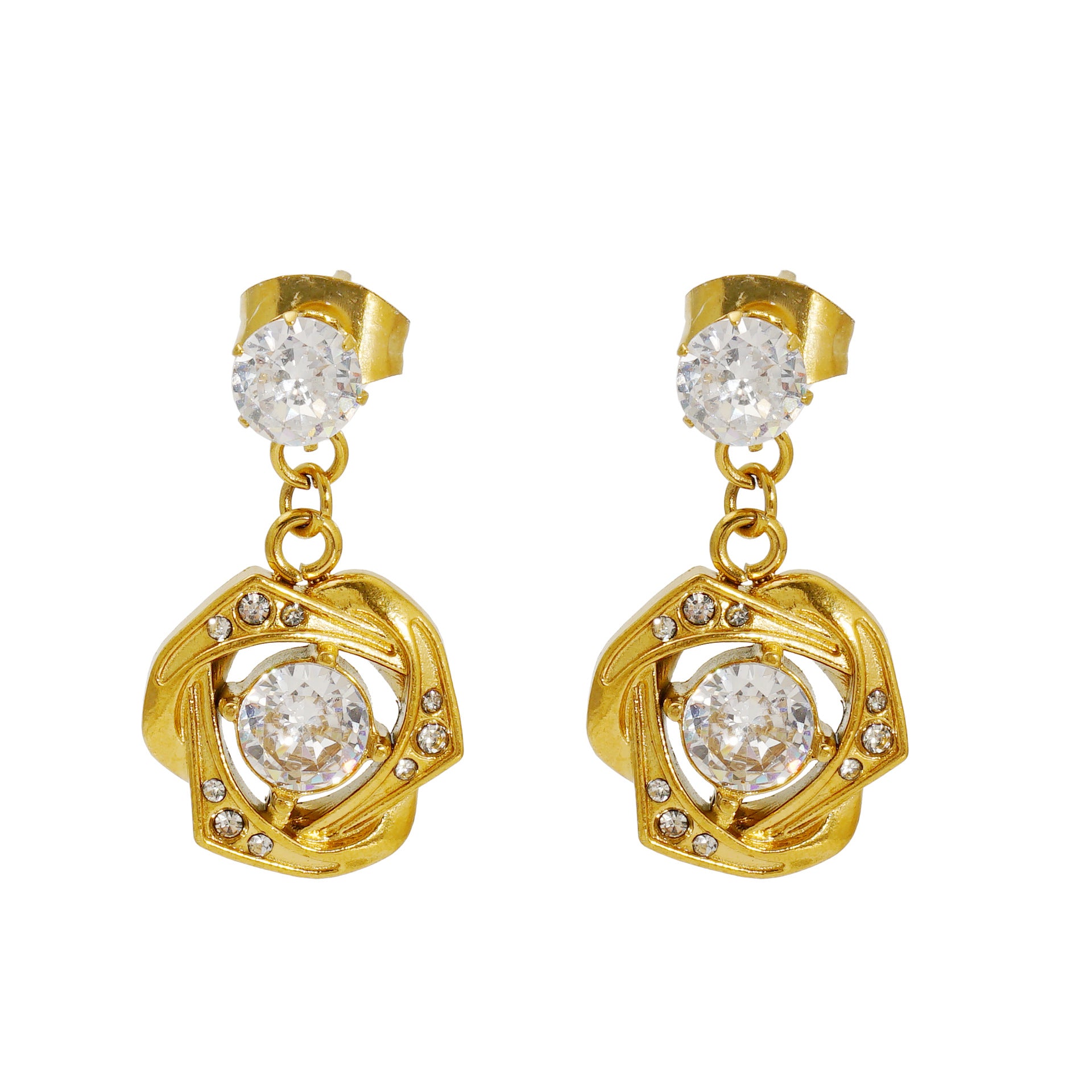 Wholesale Light luxury fashion cross zircon earrings