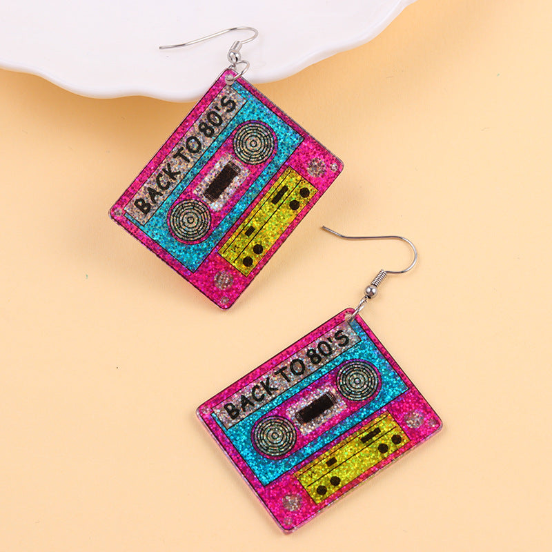 Wholesale  Retro Earrings Colorful Shiny Tape Acrylic Earrings