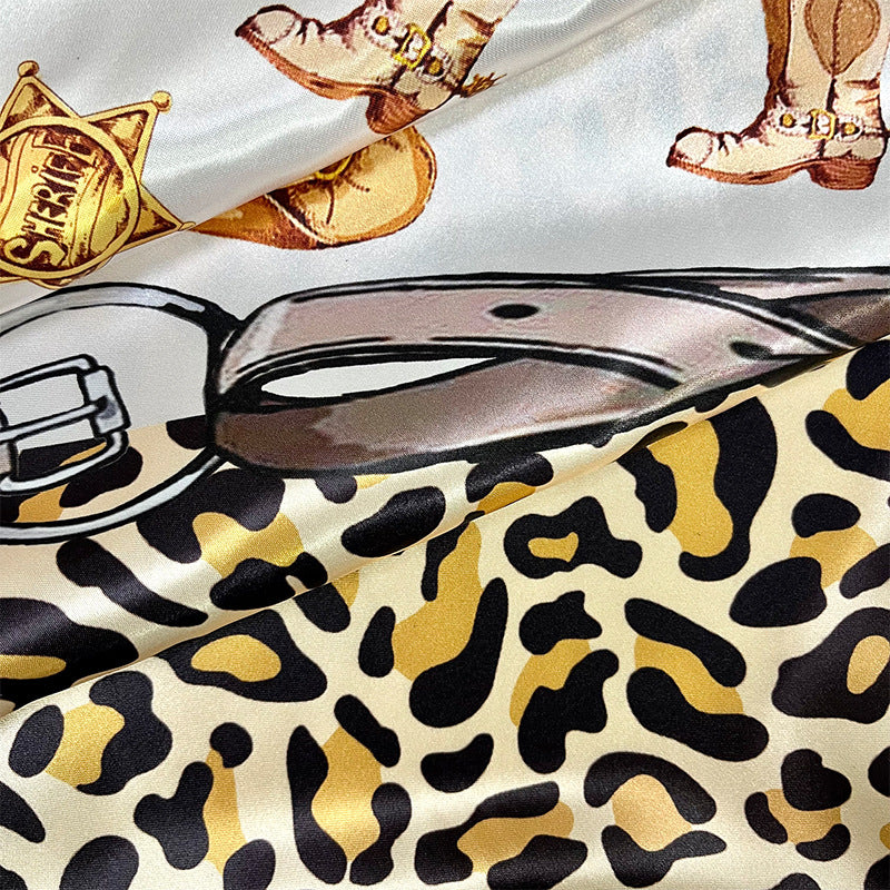 Wholesale  Large Square 90 Western Boots Denim Retro Ethnic Leopard Sexy Scarf