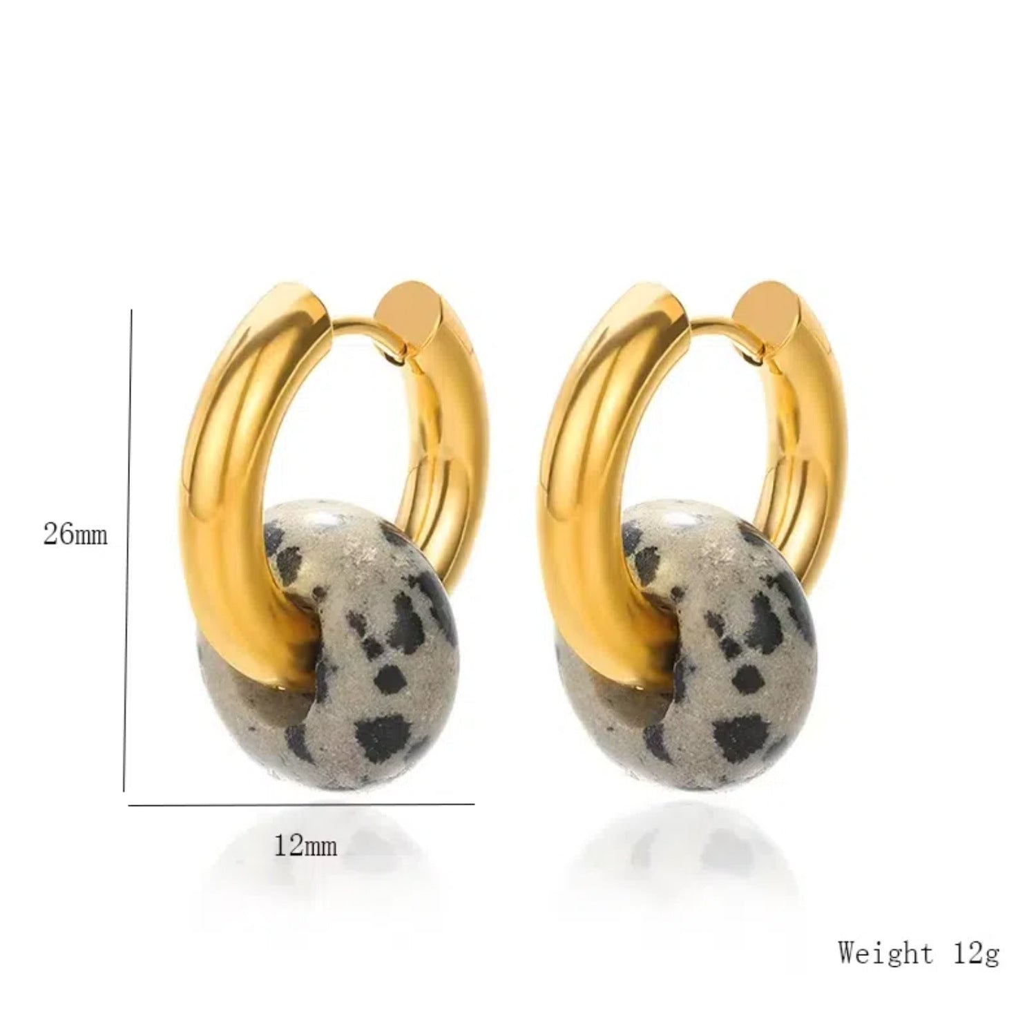 Wholesale Stainless steel earrings plated with 18K gold and natural stone