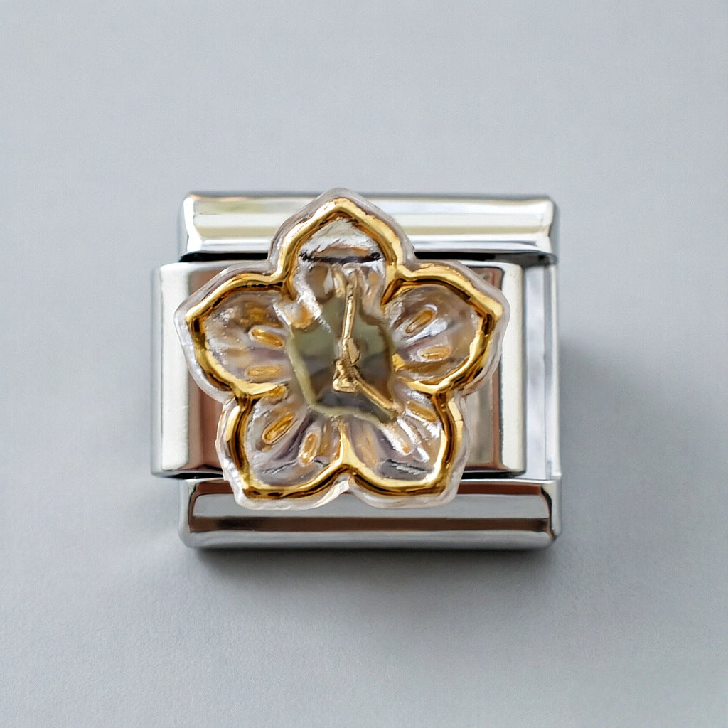 Wholesale Floral Italian Charm Bracelet Stainless Steel DIY Jewelry Accessory for Boutique Resale