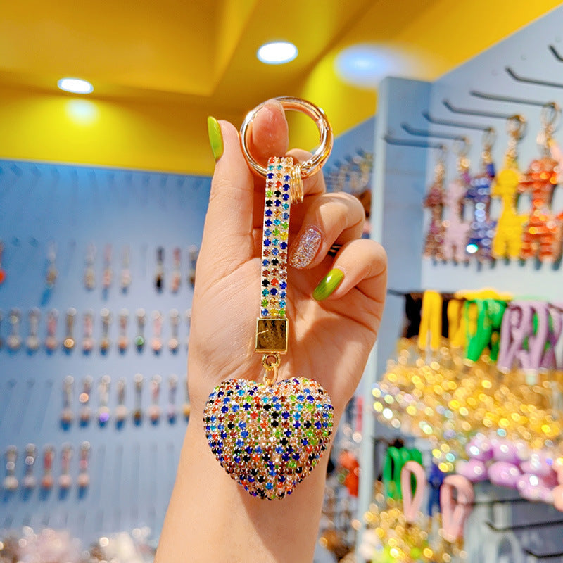 Wholesale Light Luxury Love Heart Tassel Keychain with Czech Crystal - Fashion Accessory,  Bag Charm