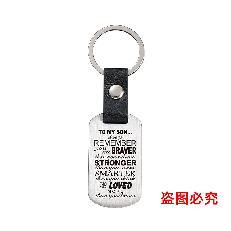 Wholesale Family Gift for Son Metal Leather Keychains ACC-KC-GangGu031
