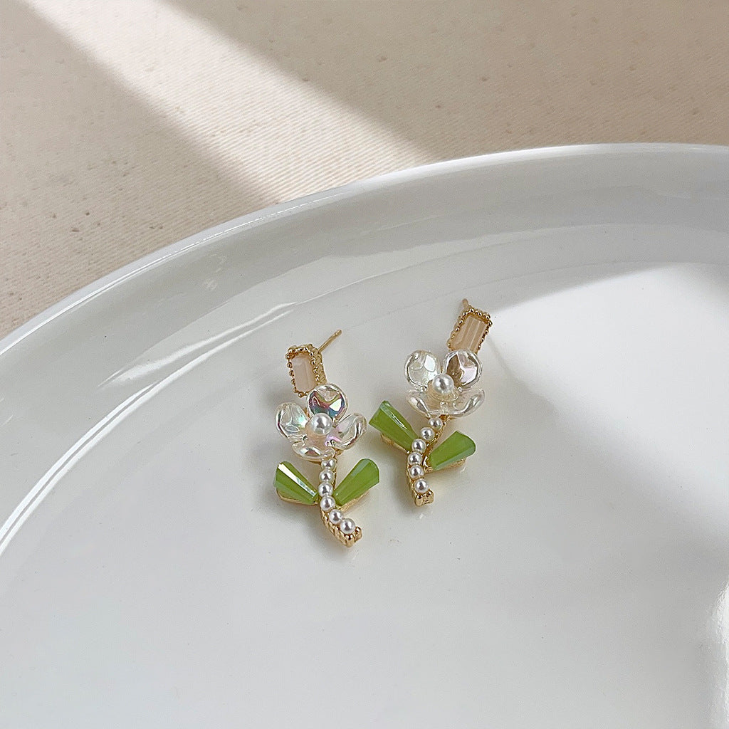 Wholesale Green Flower Earrings Tea Earrings ACC-ES-Eryu001