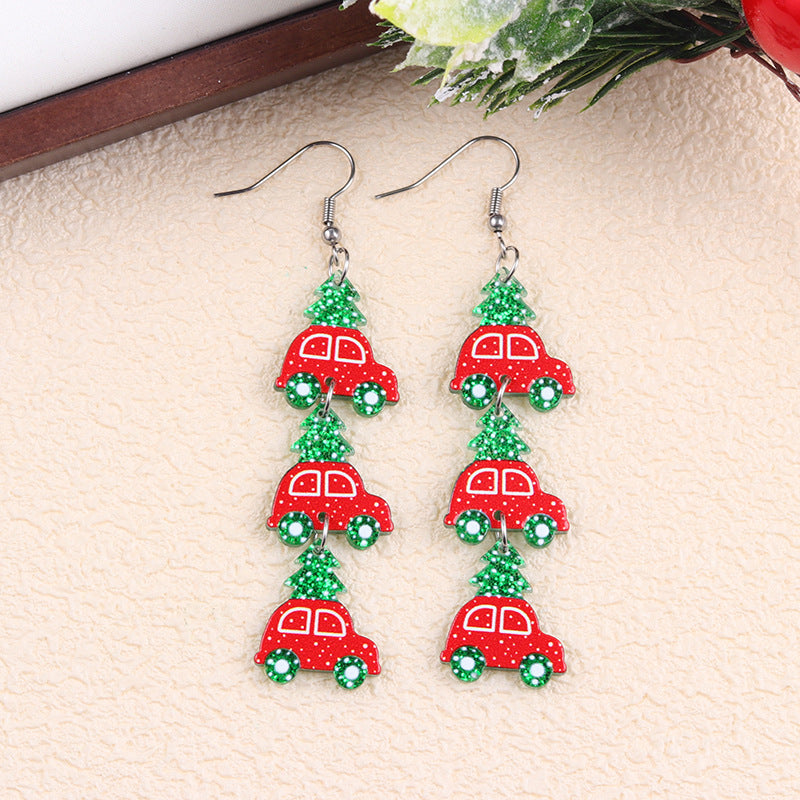Wholesale Christmas Multicolor Snowman Christmas Tree Acrylic Earrings